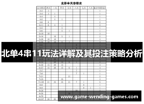 北单4串11玩法详解及其投注策略分析