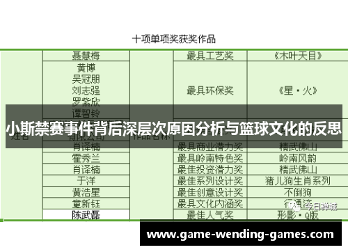 小斯禁赛事件背后深层次原因分析与篮球文化的反思